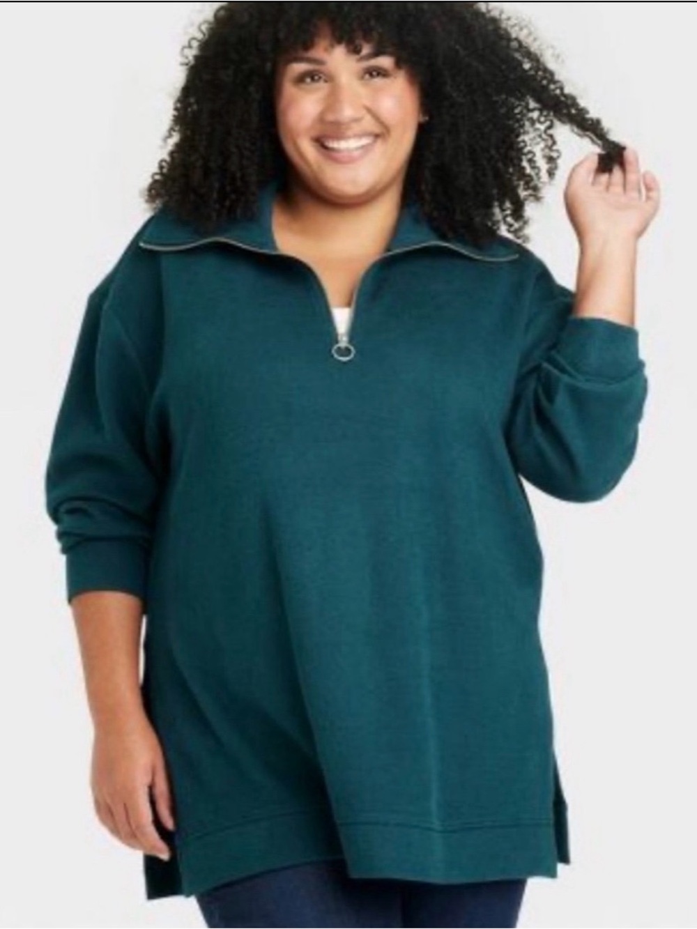Women's Quarter Zip Mock Turtleneck Pullover Sweater - Ava & Viv - Picture 1 of 5